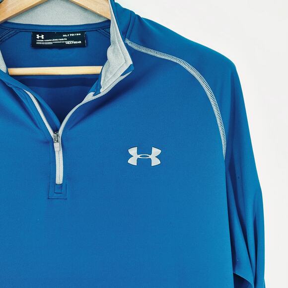 Under Armour Blue HeatGear 1/4 Zip Pullover Shirt XL - Picture 3 of 5